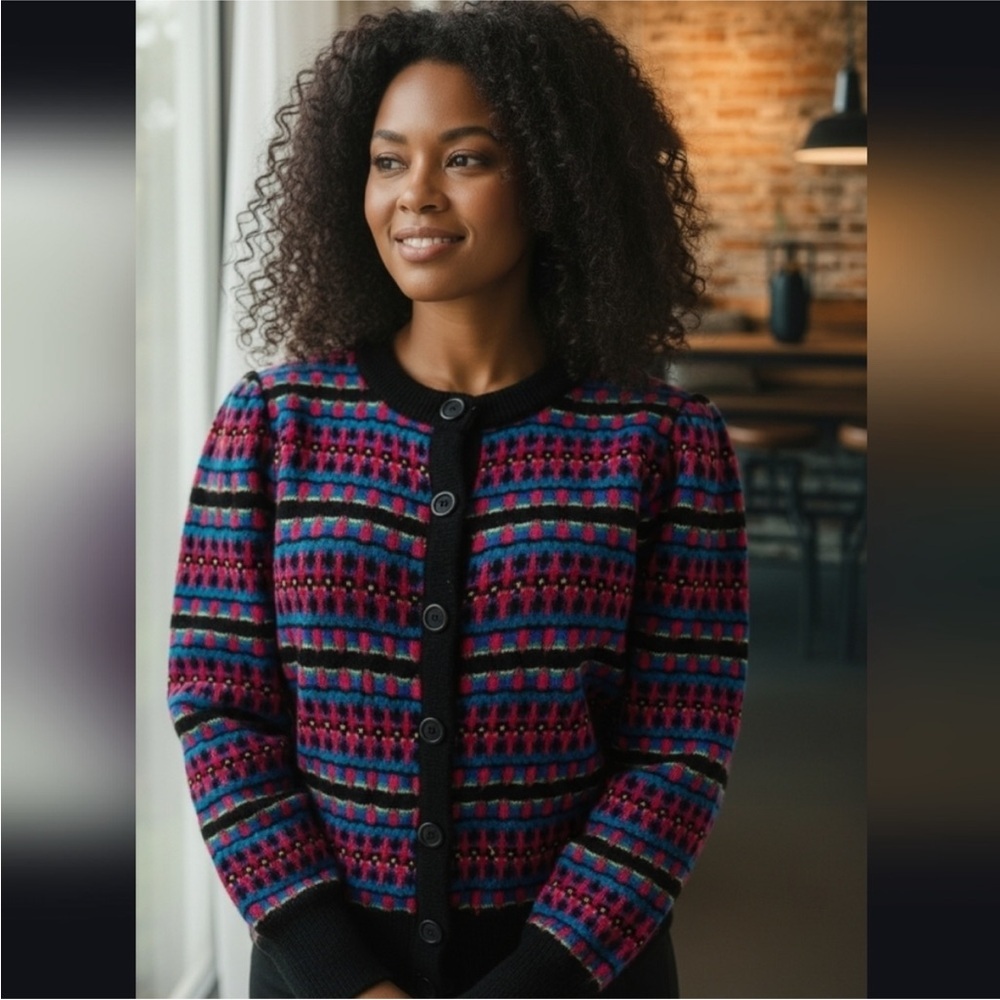 Yves Saint Laurent Black and Multicolor Sweater 100% Wool‎